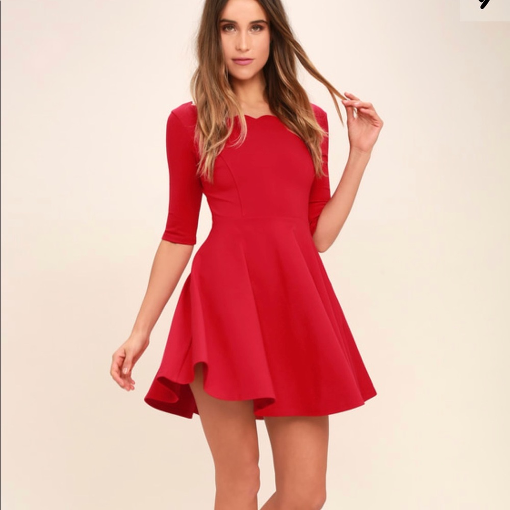 Lulus tip the scallops red dress